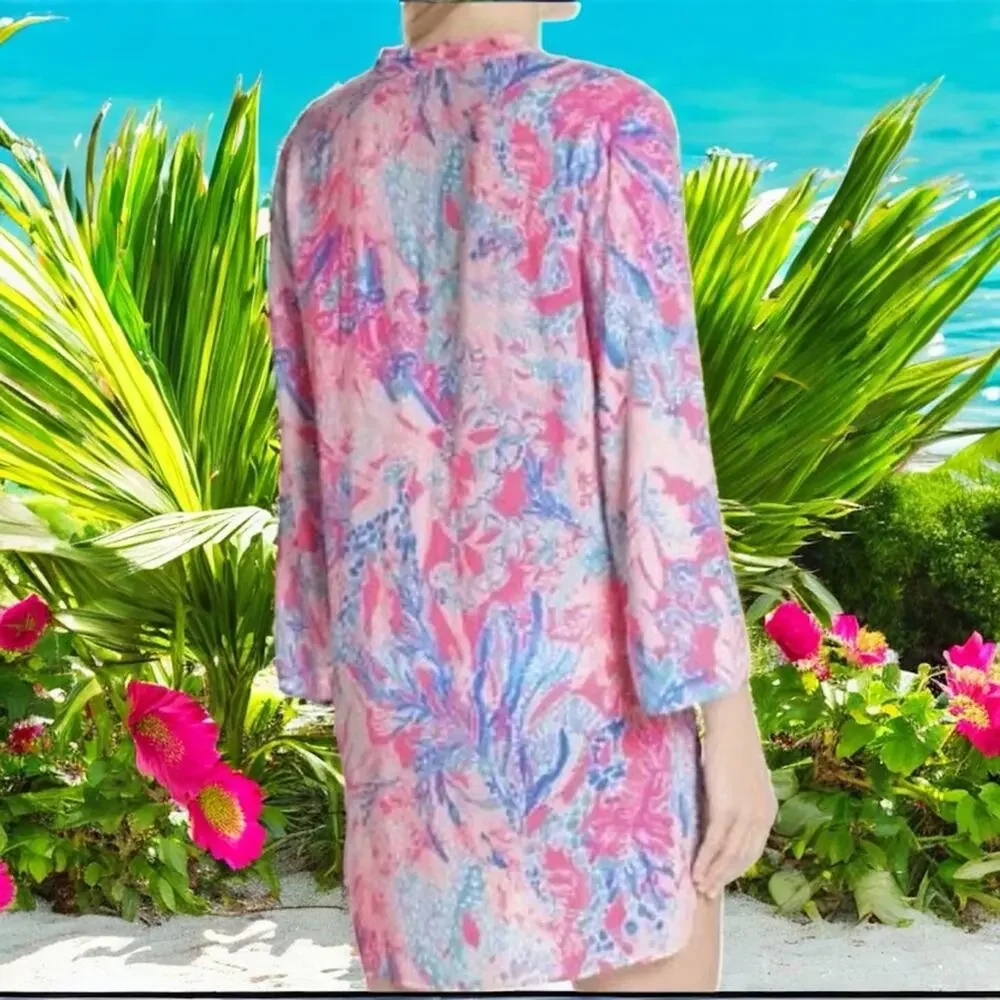 Lilly Pulitzer NWT Esme Swim Cover Tunic Light Pascha Pink Aquadesiac Large
